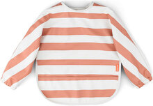 Sleeved Pocket Bib Stripes Papaya Baby & Maternity Baby Feeding Bibs Long Sleeve Bib Orange D By Deer