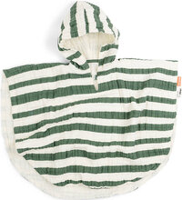 Bath Poncho Gots Stripes Home Bath Time Bath Poncho Grønn D By Deer*Betinget Tilbud