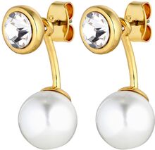 Toni Sg Crystal / White Pearl Accessories Jewellery Earrings Studs Gull Dyrberg/Kern*Betinget Tilbud