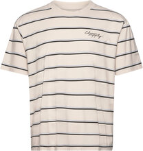 Windup T-Shirt - Beige / Blue / Black Designers T-Kortærmet Skjorte Beige Edwin