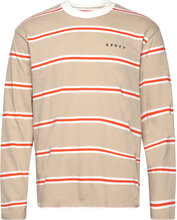 Quarter T-Shirt Ls-Beige / Red / White Designers T-Langærmet Skjorte Beige Edwin