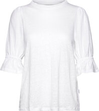 Janna Linen Top Tops T-shirts & Tops Short-sleeved White Ella&il