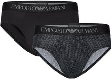 Men's Knit 2-Pack Brief Kalsonger Y-front Briefs Black Emporio Armani