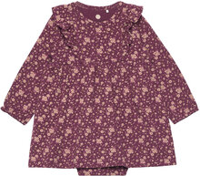 Body Dress Ls Flower Dresses & Skirts Dresses Baby Dresses Long-sleeved Baby Dresses Purple En Fant