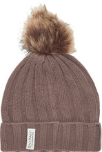 Beenie W. Fake Fur Accessories Headwear Hats Winter Hats Brown En Fant