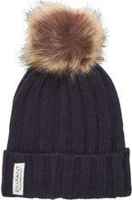 Beenie W. Fake Fur Accessories Headwear Hats Winter Hats Black En Fant