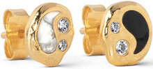 Sparkling Yin Yang Studs Accessories Jewellery Earrings Studs Gold Enamel Copenhagen