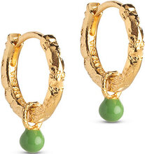 Hoops, Belle Accessories Jewellery Earrings Hoops Grønn Enamel Copenhagen*Betinget Tilbud