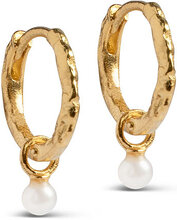 Belle Pearl Hoops Accessories Jewellery Earrings Hoops Gull Enamel Copenhagen*Betinget Tilbud