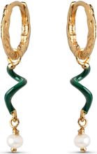 Twist Hoops Accessories Jewellery Earrings Hoops Grønn Enamel Copenhagen*Betinget Tilbud
