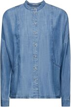 Lightweight Denim Blouse Tops Blouses Long-sleeved Blue Esprit Casual