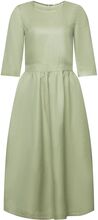 Blended Linen And Viscose Woven Midi Dress Knælang Kjole Green Esprit Casual