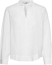 Embroidered Cotton Blouse Tops Blouses Long-sleeved White Esprit Casual