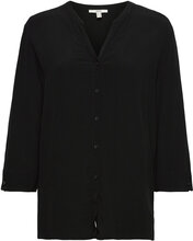 Wide Blouse With 3/4-Length Sleeves Tops Blouses Long-sleeved Black Esprit Casual