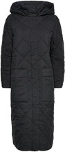 Long Quilted Coat With Hood Foret Jakke Black Esprit Casual
