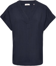 Blouses Woven Blouses Short-sleeved Marineblå Esprit Casual*Betinget Tilbud