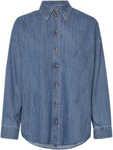 Women Blouses Woven Long Sleeve Tops Shirts Denim Shirts Blue Esprit Casual