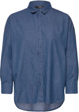 Cotton Denim Blouse Shirts Denim Shirts Blå Esprit Collection*Betinget Tilbud