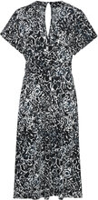 V-Neck Jersey Dress With All-Over Print Knælang Kjole Grey Esprit Collection