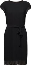 Sleeveless Mini Dress With Plissé Pleats Kort Klänning Black Esprit Collection