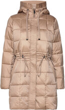 Quilted Coat With Drawstring Waist Foret Jakke Beige Esprit Collection