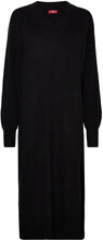 Dresses Flat Knitted Knälång Klänning Black EDC By Esprit