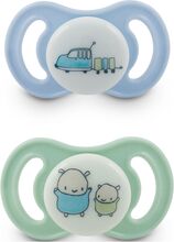 Pacifier Happy Mini Glow Silic 2-Pack, 0-6 Month Blue Baby & Maternity Pacifiers & Accessories Pacifiers Multi/mønstret Esska*Betinget Tilbud