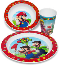 Super Mario 3-Pcs. Kids Microwavable Set Home Meal Time Dinner Sets Multi/mønstret Super Mario*Betinget Tilbud