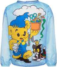 Bamse Apron Home Meal Time Bibs Long Sleeve Bib Blå Bamse*Betinget Tilbud