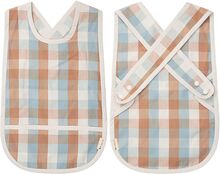 Cross Back Bib -Cottage Blue Checks Baby & Maternity Baby Feeding Bibs Sleeveless Bibs Multi/patterned Fabelab