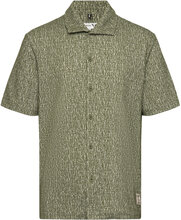 Float Jacquard Shirt S/S Tops Shirts Short-sleeved Green Fat Moose