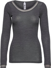 Juliana Wool Long Sleeve T-Shirt T-shirts & Tops Long-sleeved Grå Femilet*Betinget Tilbud