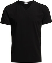 M. Lycra V-Neck Tee Tops T-shirts Short-sleeved Black Filippa K