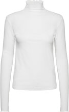 Rib Mock Neck Top Designers T-shirts & Tops Long-sleeved White Filippa K