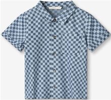 Hurlum Ss Check Shirt Tops Shirts Short-sleeved Shirts Blue Fliink