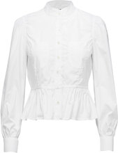 Double Pocket Peplum Blouse Tops Blouses Long-sleeved White FRAME