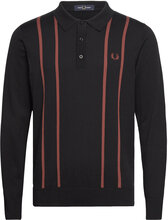 Vertic Stripe Knit Shirt Tops Knitwear Long Sleeve Knitted Polos Black Fred Perry