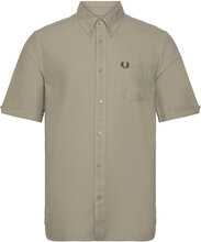 Oxford Shirt Tops Shirts Short-sleeved Green Fred Perry