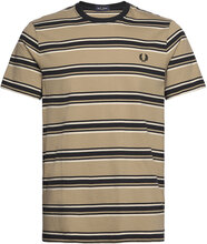 Stripe T-Shirt Tops T-Kortærmet Skjorte Beige Fred Perry
