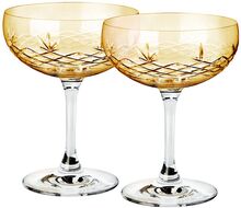 Crispy Citrine Gatsby - 2 Pcs. Home Tableware Glass Champagne Glass Yellow Frederik Bagger