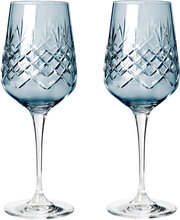 Crispy Madame Sapphire - 2 Pcs Home Tableware Glass Wine Glass White Wine Glasses Blue Frederik Bagger