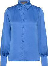 Satin Tops Shirts Long-sleeved Blue French Connection