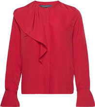 Crepe Light Asymm Frill Shirt Tops Blouses Long-sleeved Red French Connection
