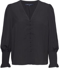 Crepe V Neck Blouse Tops Blouses Long-sleeved Black French Connection