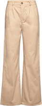 High Waist Pleat Front Bottoms Trousers Wide Leg Beige French Connection