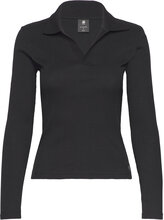 Ribbed Slim Polo L\S Wmn Tops Knitwear Jumpers Black G-Star RAW