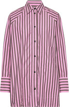 Stripe Cotton Over Raglan Shirt Tops Shirts Long-sleeved Multi/patterned Ganni