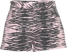Print Denim High Waisted Hotpants Shorts Denim Shorts Multi/mønstret Ganni*Betinget Tilbud