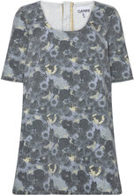 Print Denim Mini Dress Kort Kjole Multi/mønstret Ganni*Betinget Tilbud