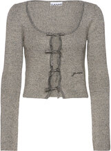 Sparkle Rib Knit Designers T-shirts & Tops Long-sleeved Grey Ganni